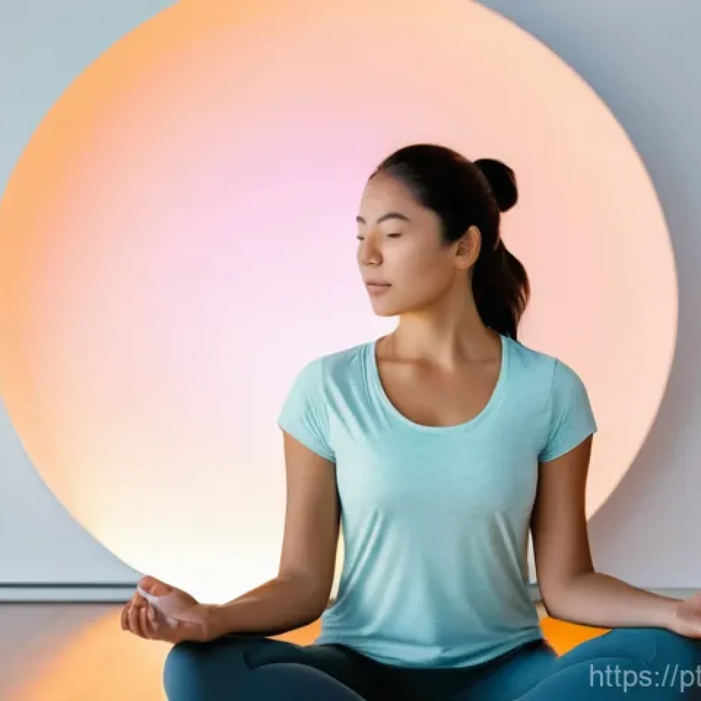 생체 반응 자기 조절법과 재난 대처 방법 - **Biofeedback - A Journey to Inner Calm**
A young adult woman (28-35 years old), dressed in comf...