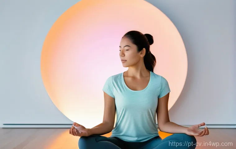 생체 반응 자기 조절법과 재난 대처 방법 - **Biofeedback - A Journey to Inner Calm**
A young adult woman (28-35 years old), dressed in comf...